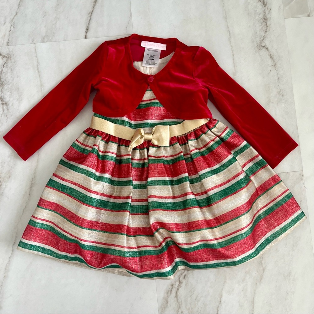 Bonnie Baby Girls’ 2-piece Holiday Dress
